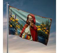 Cave Man Bar Petit Chaperon rouge dans un jardin de fleurs Décoration vintage pour homme (30 x 45 cm)