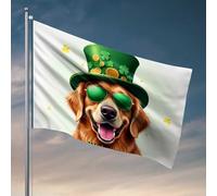 Cave Man Bar St Patrick Chien avec chapeau vert et lunettes de soleil Drapeau Piscine Jardin Drapeaux Printemps et été (152 x 244 cm)