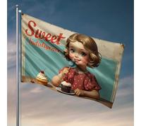 Cave Man Bar Sweet Indulgence : A Child's Delightful Dessert Adventure Flag Mens Room Decor Garden Drapeaux pour l'extérieur (120 x 180 cm)