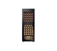 Haier Wine Bank 50 Series 5 HWS56GDG Cave à vin pour 56 bouteilles, 2 zones séparées, étagères en bois, filtre anti-UV, système de vibration, écran numérique, éclairage LED, 37 dBA, noir