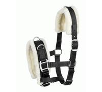 Caveçon pour cheval nylon avec fourrure artificielle USG Noir Shetland