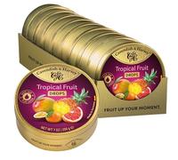 Cavendish & Harvey Tropical Fruit Drops Lot de 9 boîtes de conservation de 200 g | Mangue, pamplemousse, maracuja, kalamansi, ananas | Avec véritable jus de fruits naturels | Végétalien, halal, casher