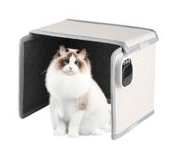 Caverne Chauffante pour Chat Niche Imperméable Pliable Douillette Ajustable
