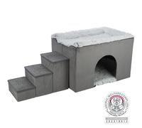 TRIXIE Grotte de Harvey avec escalier, 154 × 60 × 60 cm, Gris/Blanc-Noir