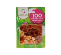 cavernedesjouets 100 pions de Loto magnétiques, Orange Fluo - Transparents, Effet loupe - marquage Carton - Set jetons aimantes Bingo + 1 Carte