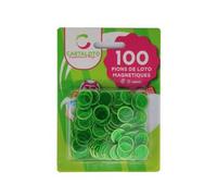 cavernedesjouets 100 pions de Loto magnetiques Vert 17 mm - Plastique Transparent - jetons aimantes - pour cartons, grilles - Accessoire Jeu + 1 Carte