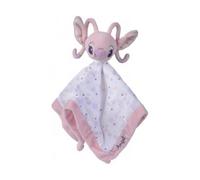 cavernedesjouets Angel Grand Doudou Plat Lange Blanc et Rose 40 x 40 cm - lilo et Stitch - Peluche Enfant et Bebe et avec Carte Tigre - Naissance