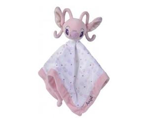 cavernedesjouets Angel Grand Doudou Plat Lange Blanc et Rose 40 x 40 cm - lilo et Stitch - Peluche Enfant et Bebe et avec Carte Tigre - Naissance