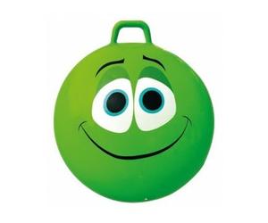 cavernedesjouets Ballon Sauteur géante Smiley Skippy Ball 65 cm Vert Visage - Jeu pour Sauter Balle Gonflable avec poignée - Gym Sport - Enfant 80 kg Max + 1 Carte Animal