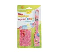 cavernedesjouets Baton magnetique Bingo + 100 pions de Loto - Coloris Rose - pions Ronds Transparents Ø 17,4 mm - Set Jeu loterie, Soiree Loto + Carte Tigre