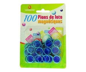 cavernedesjouets Blister 100 pions de Loto magnetiques Bleu - Accessoire Loto - jetons aimantes pour Carton