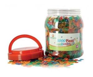 cavernedesjouets Boite 5000 pions de Loto 15 mm, Multicolores - Plastique, Transparent - jetons marquage Carton - Set Accessoire Jeu Bingo et Carte