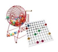 cavernedesjouets Boulier de Loto geant, Sphere 31 cm XXL - Cage Metal, Plateau Controle, 90 Boules 38 mm - Animation, Pro - Set Jeu Bingo et 1 Carte Tigre