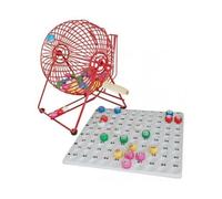 cavernedesjouets Boulier de Loto Pro en Metal, Sphere 23 cm, Manuel - avec Plateau de tirage + 90 Boules Multicolores (22mm) - Set Jeu Bingo et Carte Tigre