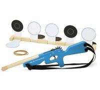 cavernedesjouets Carabine en Bois À Élastiques Martin fourcade - Set Jeu Imitation Enfant + 1 Carte Tigre