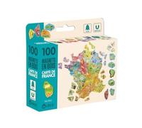 cavernedesjouets Carte de France magnetique 100 Pieces aimantees pour Tableau, frigo - Magnets en Bois, Puzzle Enfant - Set Jeu educatif et Carte