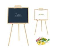 cavernedesjouets Chevalet creatif en Bois 56x105cm + Accessoires - Ardoise Double Face magnetique Craie/Feutre 56x43cm - Tableau Enfant + 1 Carte Tigre