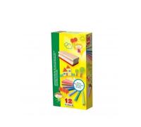 cavernedesjouets Coffret Accessoires 12 craies de Couleurs et 1 Brosse effaceur - pour Tableau Noir et Ardoise Enfant - sans poussiere - Ecole - nouveauté