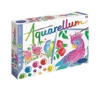 cavernedesjouets Coffret aquarellum junior perroquets exotiques 4 tableaux a peindre - peinture enfant - set jeu loisir créatif 7 ans et plus et 1 carte tigre