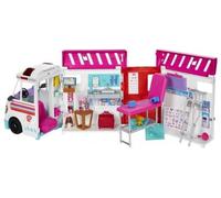 cavernedesjouets Coffret Camion Ambulance Transformable en Clinique hopital - vehicule Medical 2 en 1 - Son et Lumiere - Set Jouet Fille + Carte