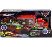 cavernedesjouets Coffret Camion Mack Transporteur néon Transformable 2 en 1 vehicule + Atelier Tuning - Set pour Cars Petites Voitures avec Carte Tigre
