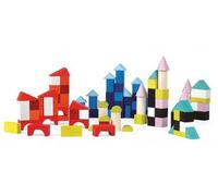 cavernedesjouets Coffret de 100 Cubes Bois avec diverses Formes - Set Jeu de Construction + 1 Carte Tigre