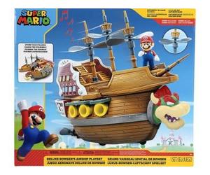 cavernedesjouets Coffret Deluxe Grand Bateau : Vaisseau Spatial de Bowser avec Sons + Figurine Mario - Set pour Super Mario avec Carte Offerte