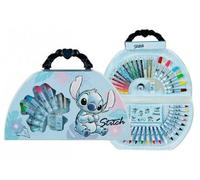 cavernedesjouets Coffret dessin et coloriage pour stitch fan - malette 51 pieces (crayons, feutres) - cadeau artiste - set kit creatif enfant et 1 carte