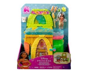 cavernedesjouets Coffret la Maison de vaiana Transformable 28 cm + 1 Figurine + 9 Accessoires - Set poupée Princesse + Carte Offerte