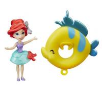 cavernedesjouets Coffret la Petite sirène + bouée + Poisson polochon + Crabe Sebastien - Set Mini poupée Princesse et 1 Carte Animal