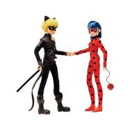 cavernedesjouets Coffret Ladybug + Chat Noir + 2 Accessoires - Set poupée Mannequin articulée Adrien et Marinette 26cm et Carte Tigre