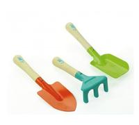 cavernedesjouets Coffret Mes 3 Petits Outils de Jardinage Pelle, râteau et transplantoir. Set Jeu Imitation Jardin Enfant + Carte Tigre