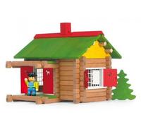 cavernedesjouets Coffret Mon Chalet en Bois 100 pièces - Maison forestiere - Set Jouet Construction et Carte Tigre - Fabrique en France