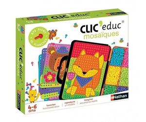 cavernedesjouets Coffret mosaiques animaux et vehicules 4-6 ans - mallette 10 planches activites, 675 pions clous couleurs - set jeu educatif creatif et carte