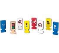 cavernedesjouets Coffret Panneaux de signalisation pour Train en Bois 6 cm - Accessoires Circuit Train - Compatible avec brio - Jouet Enfant et Carte