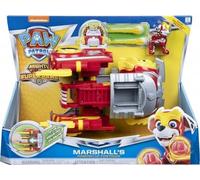 cavernedesjouets Coffret Pat Patrouille Grande Voiture Pompier Transformable Marcus de Luxe 3 en 1 - Set vehicule de Luxe Mighty Pups + Carte Animal - Figurine