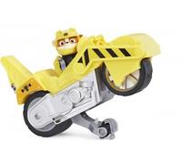cavernedesjouets Coffret Pat Patrouille Moto a rétro Friction + Chien - Moto Jaune de Chantier - Set Figurine et véhicule de Luxe et Carte Animal