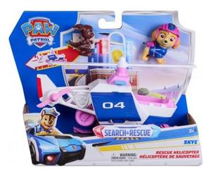 cavernedesjouets Coffret Pat Patrouille Search et Rescue : hélicoptère Retro Friction + Stella + Kangourou - Figurine et véhicule Sauvetage + Carte Tigre