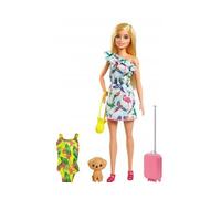 cavernedesjouets Coffret poupée Mannequin Blonde + Chien + Valise + vêtement - Set poupée Mannequin Anniversaire + Carte Animal