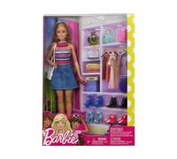 cavernedesjouets Coffret poupée Mannequin Blonde Mode avec 4 Paires de Chaussures + 2 Sacs à Main + 4 Accessoires - poupée 14 pièces - Jouet Fille + Carte Animal