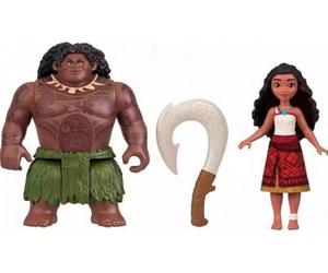 cavernedesjouets Coffret poupée pour vaiana et Maui + 1 Accessoire - Mini poupée 9 cm - Set Princesse Jouet Fille + Carte