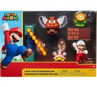 cavernedesjouets Coffret pour Mario : 4 Figurines (Mario Fleur de feu hériss Goomba alado) + 1 Accessoire - Set Plaine Grand chêne - Enfant