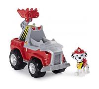 cavernedesjouets Coffret pour Pat Patrouille Dino Marcus et 4 x 4 Voiture Pompier + 1 Dinosaure mystère - Set vehicule Deluxe et Figurine Chien + 1 Carte