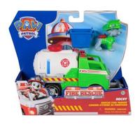 cavernedesjouets Coffret pour Pat Patrouille Fire Rescue Rocky + Camion-citerne Pompier de Luxe - Set Figurine et véhicule + 1 Carte