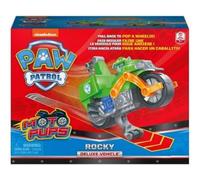 cavernedesjouets Coffret pour Pat Patrouille Moto a Retro Friction : Rocky et sa Moto Verte de Recyclage - Set Figurine et véhicule de Luxe + Carte Offerte