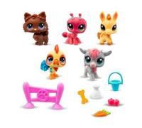 cavernedesjouets Coffret pour petshop de Jeu Pets 5 Figurines Animaux Ferme + Accessoires - Mini Univers - Set Jouet Fille et Carte Tigre
