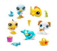 cavernedesjouets Coffret pour petshop de Jeu Pets 5 Figurines Animaux Marins + Accessoires - Mini Univers - Set Jouet Fille avec Carte Tigre