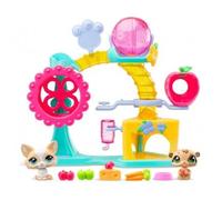cavernedesjouets Coffret pour petshop Fun Factory et 2 Figurines Animaux : Corgi + Hamster - Mini Univers - Set Jouet Fille et Carte Tigre