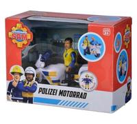 cavernedesjouets Coffret pour Sam Le Pompier - Moto de Police de Malcolm - Figurine articulée + Accessoires - Set Jouet avec Carte Tigre