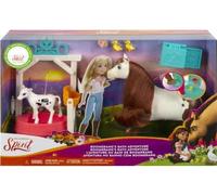 cavernedesjouets Coffret pour Spirit : Cheval Blanc et Brun avec Taches + Vache + Accessoires - Set Jouet Fille et 1 Carte Tigre
